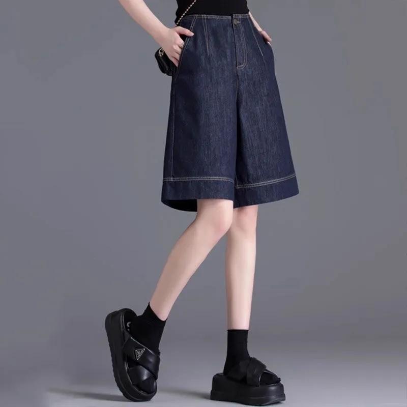 Ladies Short Jeans Spring Autumn Loose Women's Denim Straight Pant Be All-match Leisure Lady Cowboy Trousers