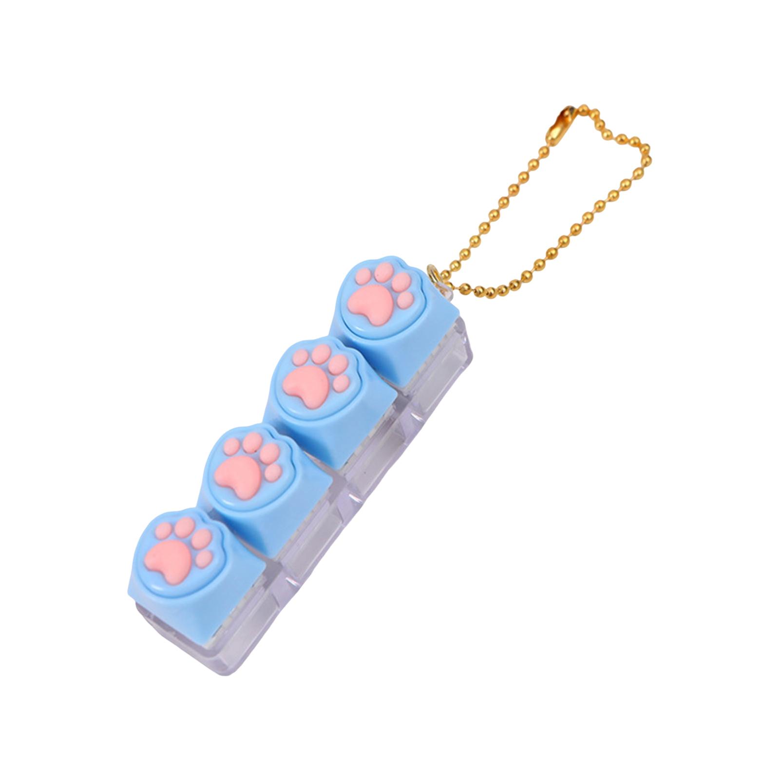 

Silicone Cat Paw Keychain Stress Relief Toy with Light for Keyboard Lovers Fidget Press Button Anxiety Relief небесно-голубой