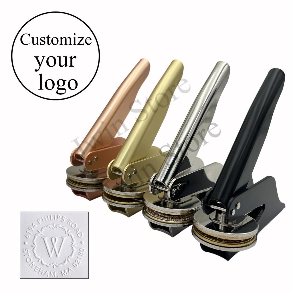 Customize Embossing Stamp with Your Logo Monogram Embosser Seal for Wedding Invitation DIY Craft 40mm Diameter