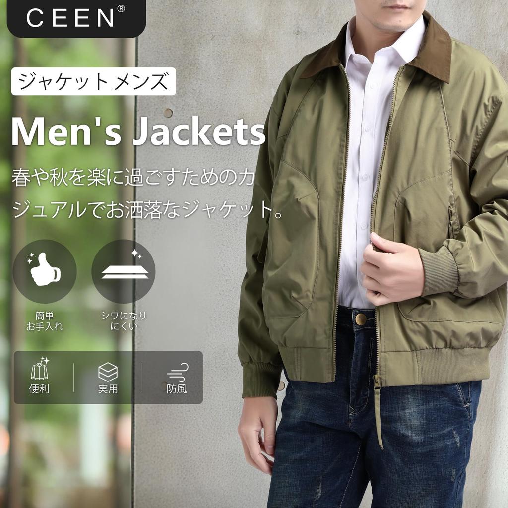CEEN Military Casual Bomber Jacket for Outdoor Outerwear Men's Jacket, Multi-Pocket Zip-Up Activities, Commuting, Spring/Autumn
