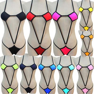 European and American Sexy SM Lingerie: New High-Elastic Three-Point Bikini Bodysuit Swimsuit.