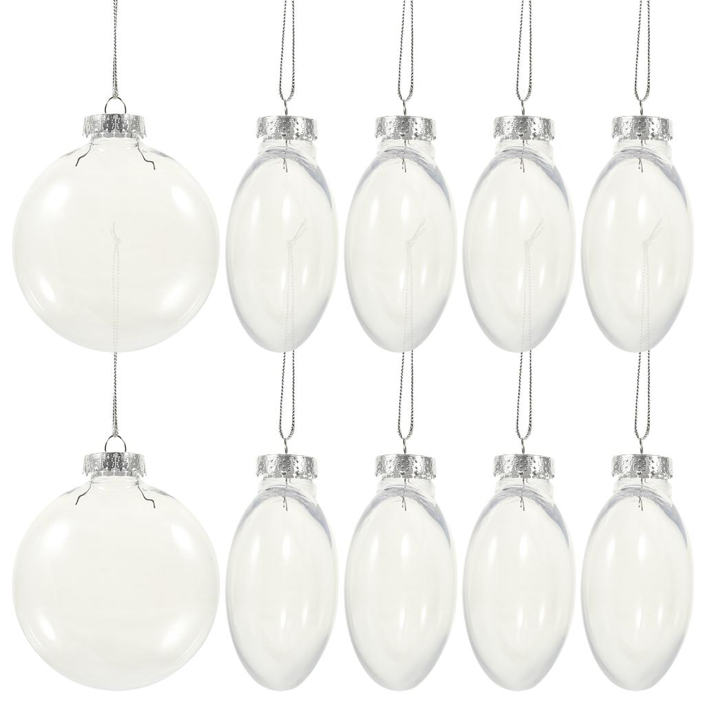 10pcs 8CM Christmas Transparent Balls Hollow DIY Plastic Fillable Bauble Xmas Tree Hanging Ornaments Home Party Gifts Box Decor