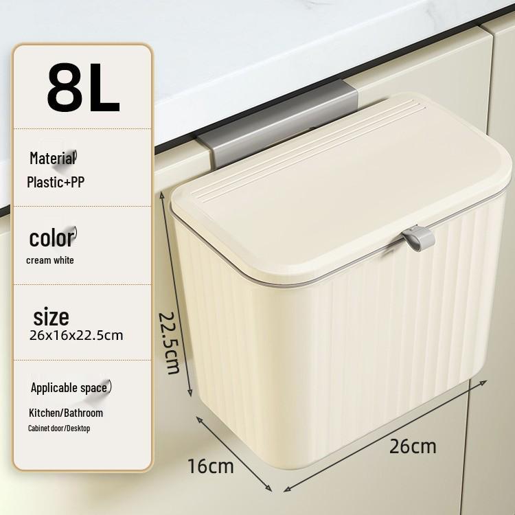 Wall-Mounted Bathroom Trash Can with Lid, No Installation Needed, Dual-Use for Toilet & Kitchen, Large Size Waste Paper Basket