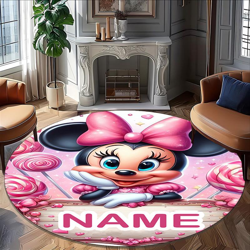 Personalized M-Minnie Round Chair Office Rug - Perfect for Mat, Office Chair & More - Ideal Gift for Birthdays and Holidays