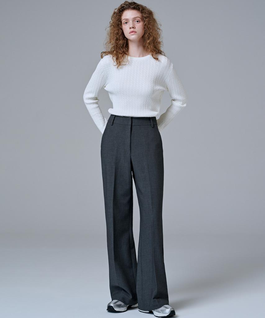 MALOUPE 2164 Stretch Flare Pants (Dark Gray)