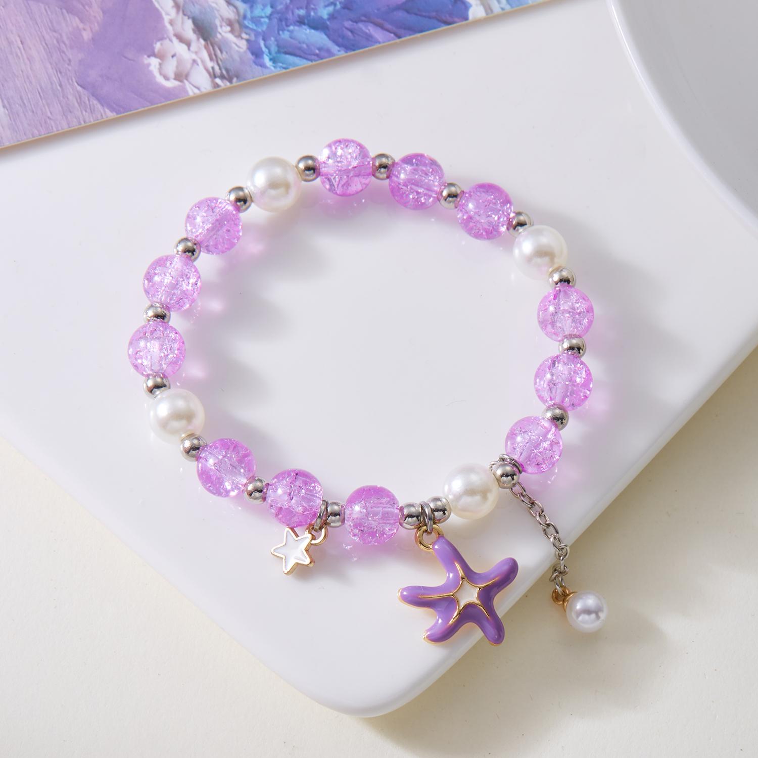 

Niche Design Super Fairy Blue Crystal Beaded Bracelet for Women Fashion Shell Starfish Tassel Bracelet Summer Jewelry Gift
