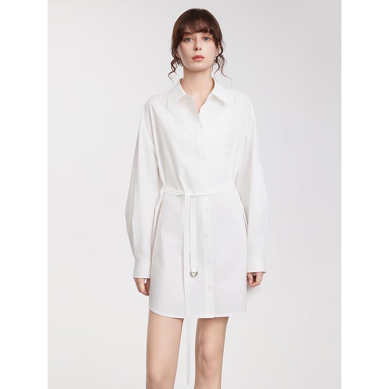ELLE Pure Cotton Long-Sleeve Shirt Dress S