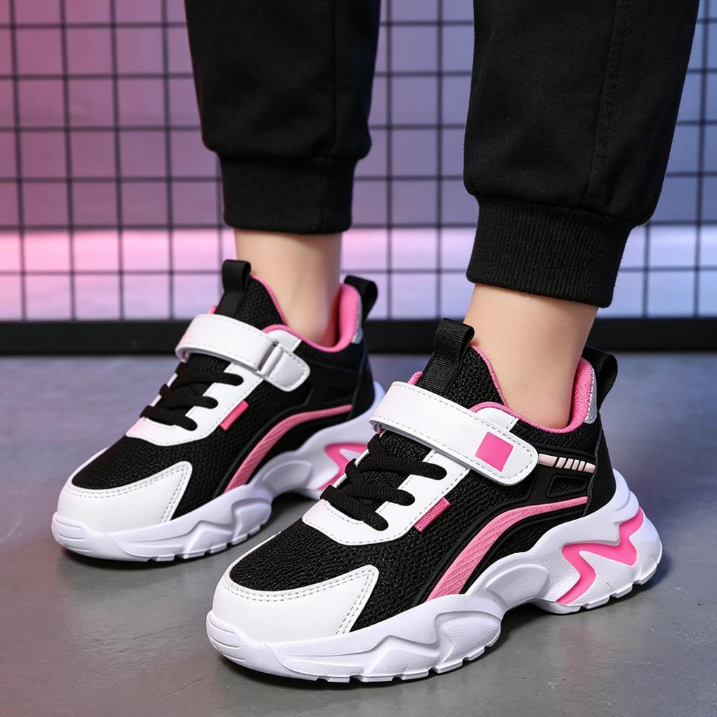 Children Walking Shoes Lightweight Breathable Mesh Sneakers with Adjustable Hook and Loop Closure Durable Non-Slip Outsole for Kids