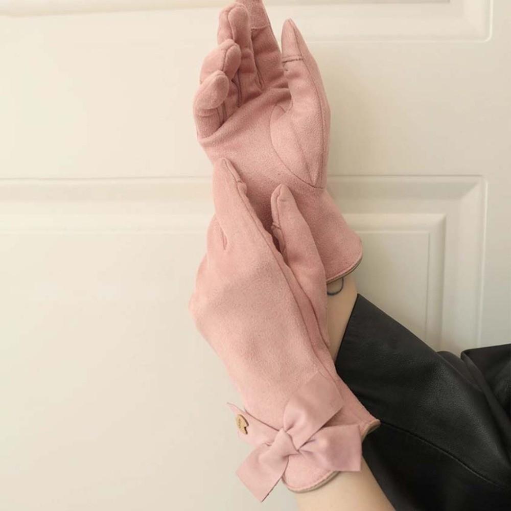 Soft Women Anti-cold Mittens Bow Windproof Finger Mittens 2 Finger Flip Gloves  Winter