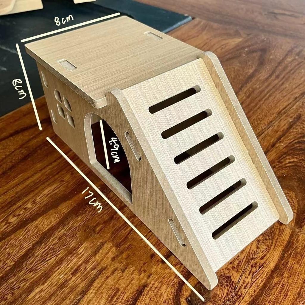 Wooden Hamster House Platform Ladder Solid Wood Interactive Toy For Small Pets Home Habitat Holiday Gift Cozy Cute