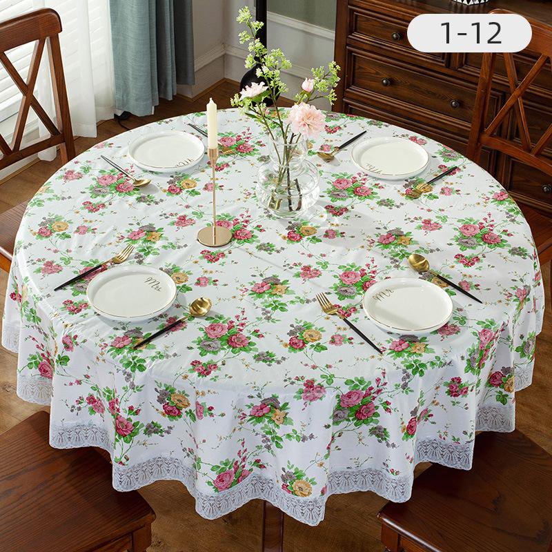 Hot Sale Printed Round Table Cloth PVC Waterproof Oil-proof Tablecloth Home Dining Lace Table Cover for Wedding Party Decor