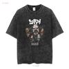 Lordi Deadache 90s 00s Concert Tour Metal Band Black T Shirt faded vintage Washed Breathable Unisex Soft streetwear Casual