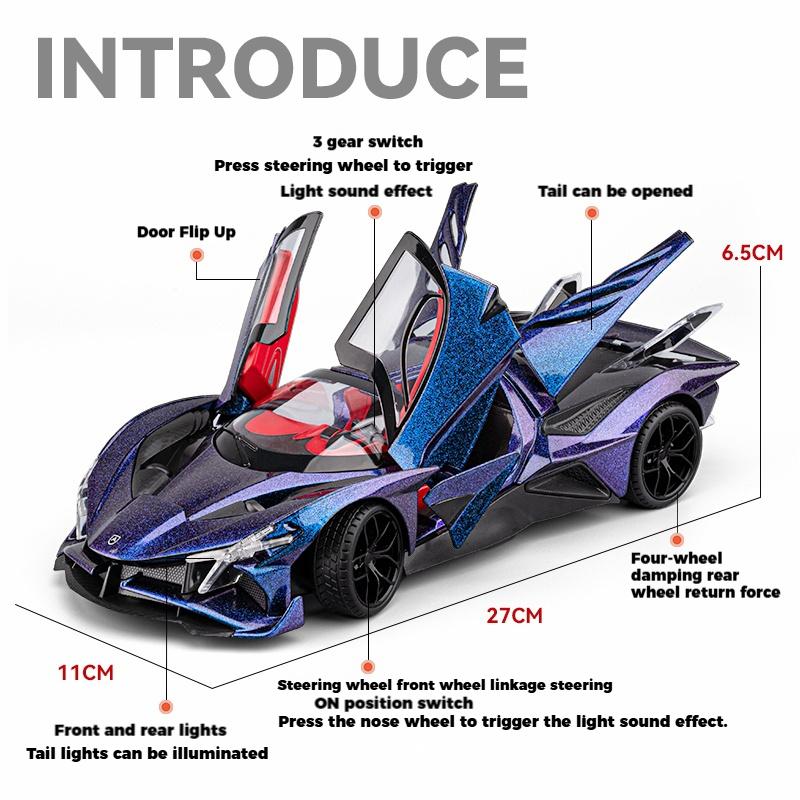 1/18 Apollo Project EVO Supercar Diecast Alloy Metal Model Toy Car Sound & Light High Simulation Home Decorations Birthday Gifts