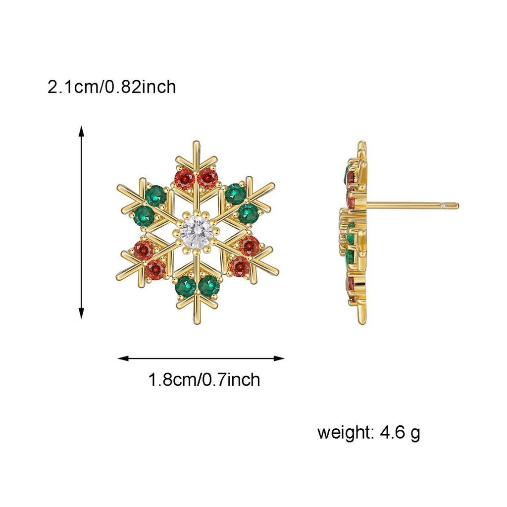 E0533 European & American Fashion Christmas Snowflake Zircon Stud Earrings for Women - Versatile, Creative, & Stylish Jewelry