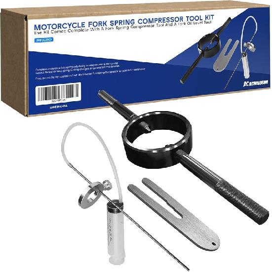 Universal Motorcycle Fork Spring Compressor Tool, Fork Oil Level Tool for Most Upside Down Streetbike Motorcycle Forks