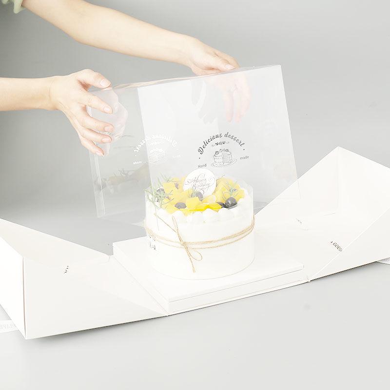 Premium Foldable Cake Box for 4/6/8 Inch Chiffon or Mousse Birthday Cakes, Gift and Transparent Packaging