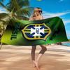 Ręcznik plażowy z mikrofibry z nadrukiem godła brazylijskiej piłki nożnej, Miękki i chłonny, Szybkoschnący, Idealny na letnie podróże, Niezbędny na plażę, Basen