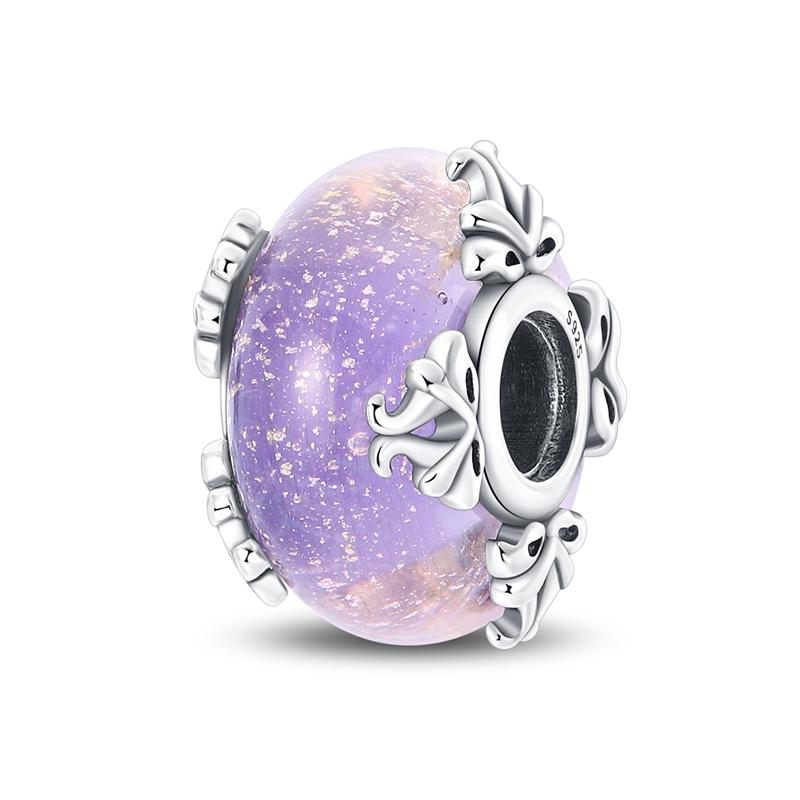 

S925 Silver Cherry Blossom Apricot Leaf Star Luminous Colorful Charms Beads Fit Pan Bracelets DIY Fine Jewelry