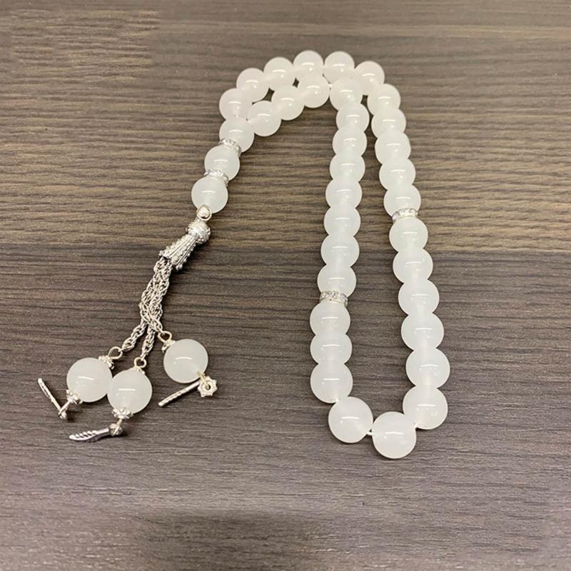 Kristall Gebetsperlen Quasten Handarmband Islamisch 33 Perlen Rosenkranz Armband Religiöser Schmuck Geschenk für Männer Frauen