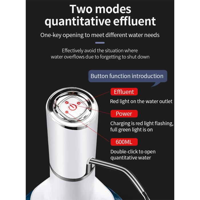 Water Pump Dispenser Water Bottle Pump Mini Barreled Water Electric Pump USB Charge Automatic Portable Bottle Switch