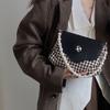 Niche Design Contrasting Color Chain Underarm Bag for Women's High-end Houndstooth Pearl One-shoulder Crossbody Bag New Trend