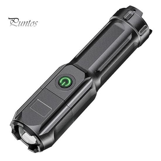 Outdoor LED Flashlight Zoomable Telescopic High Lumens USB Rechargeable Super Bright Outdoor Portable Camping Emergency Handheld Torch