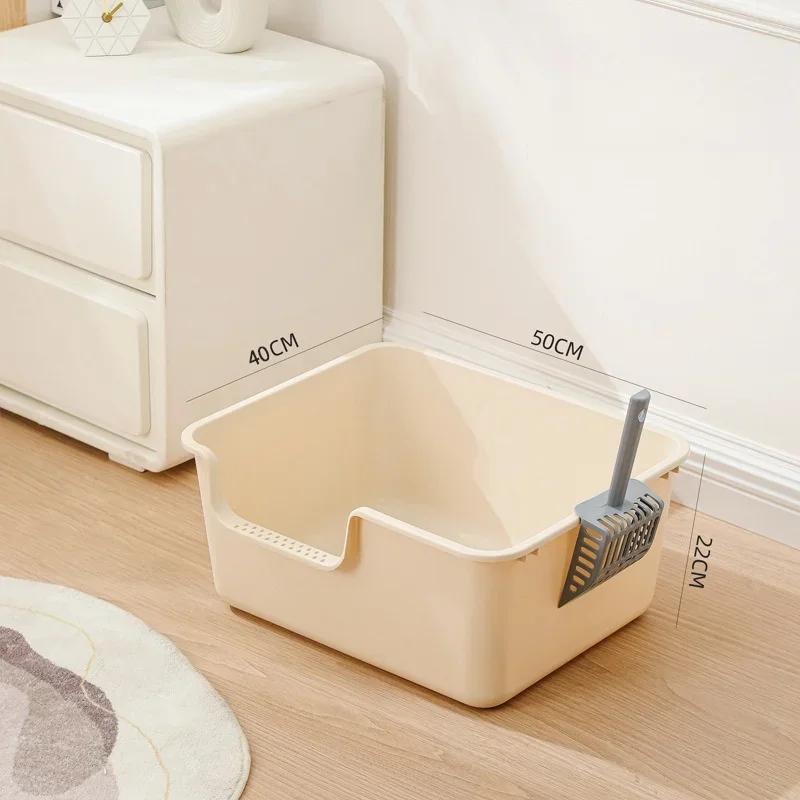 Anti-Splash Semi Closed Cat Litter Box - High-Capacity Kitty Pan Practical Pet Sandbox Bedpan for Large Cats Small Animals & Dog