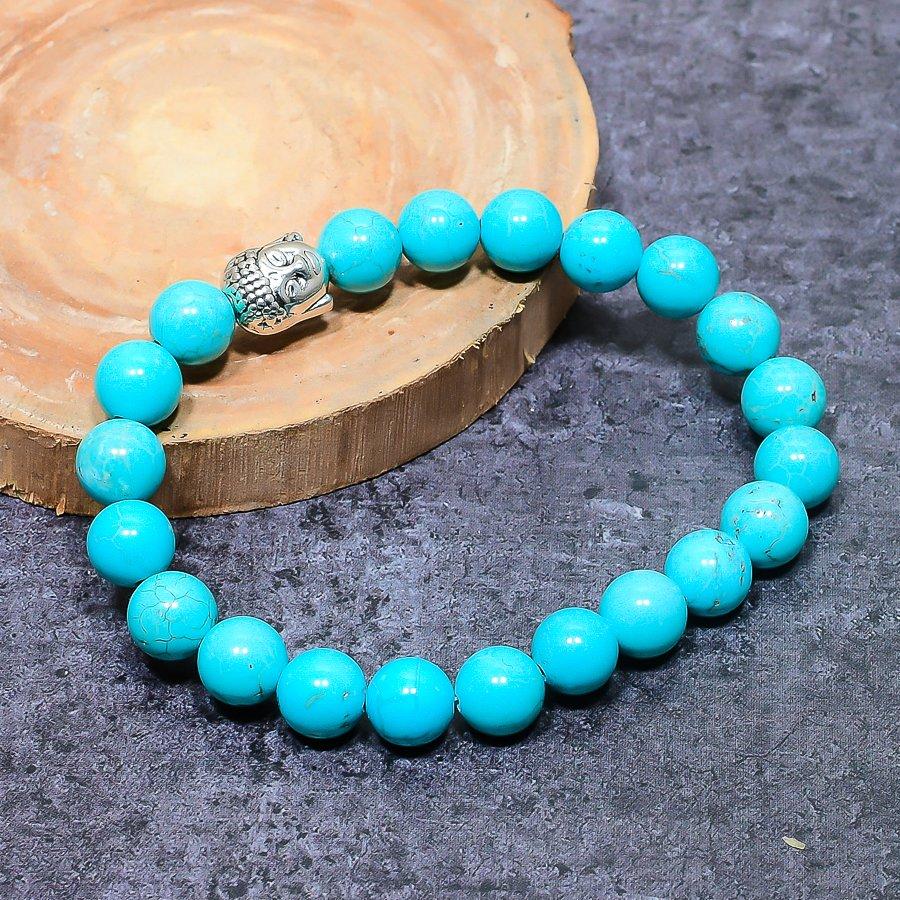 Natural Arizona Turquoise Gemstone Handmade Cuff Adjustable ETC-9754
