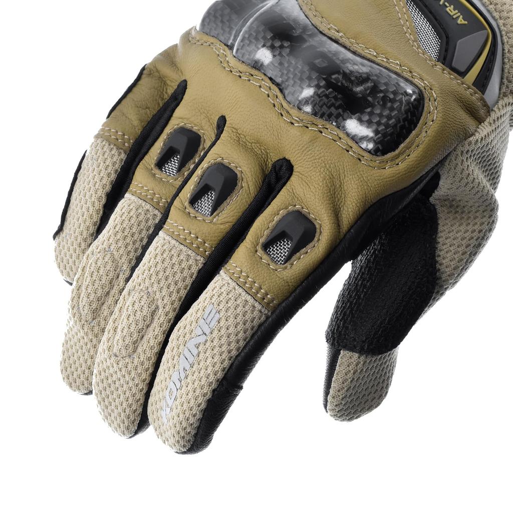 Komine Motorcycle Gloves Carbon Protect Leather Mesh Size L GK-224 Gloves, Olive,