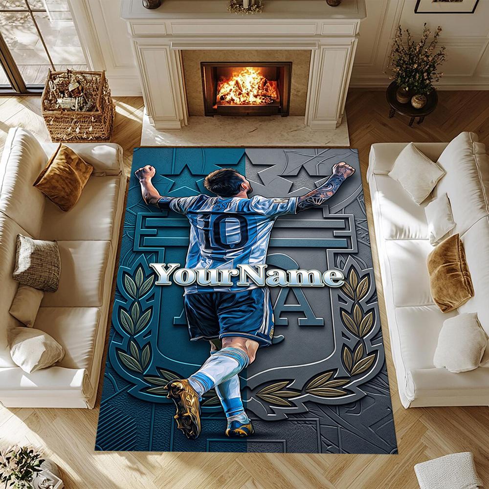 Messi 161 Customize Text Floor Mat Design for Decorate room Kitchen Balcony Hallway Anti-slip Rug Decorate Offices Perfect Gift for Women/Men