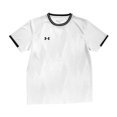 Under Armour Serie di Abbigliamento da Calcio Logo Sport Traspirante Maglia a Maniche Corte Maglia Unisex Bianco 25500522-100