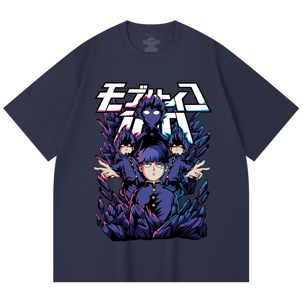 T-shirt Unisex in Cotone Pesante 230 g/m² 100% Cotone con Stampa Mob Psycho 100 V1 Shiego