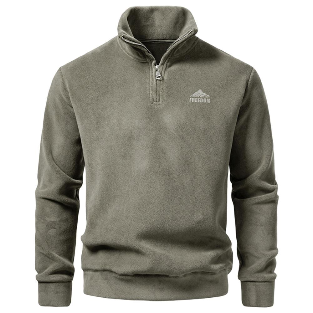 The New Men's Pullover with A Half-zipper Hoodless Sweatshirt for Autumn and Winter Is A Versatile Thickened Coat