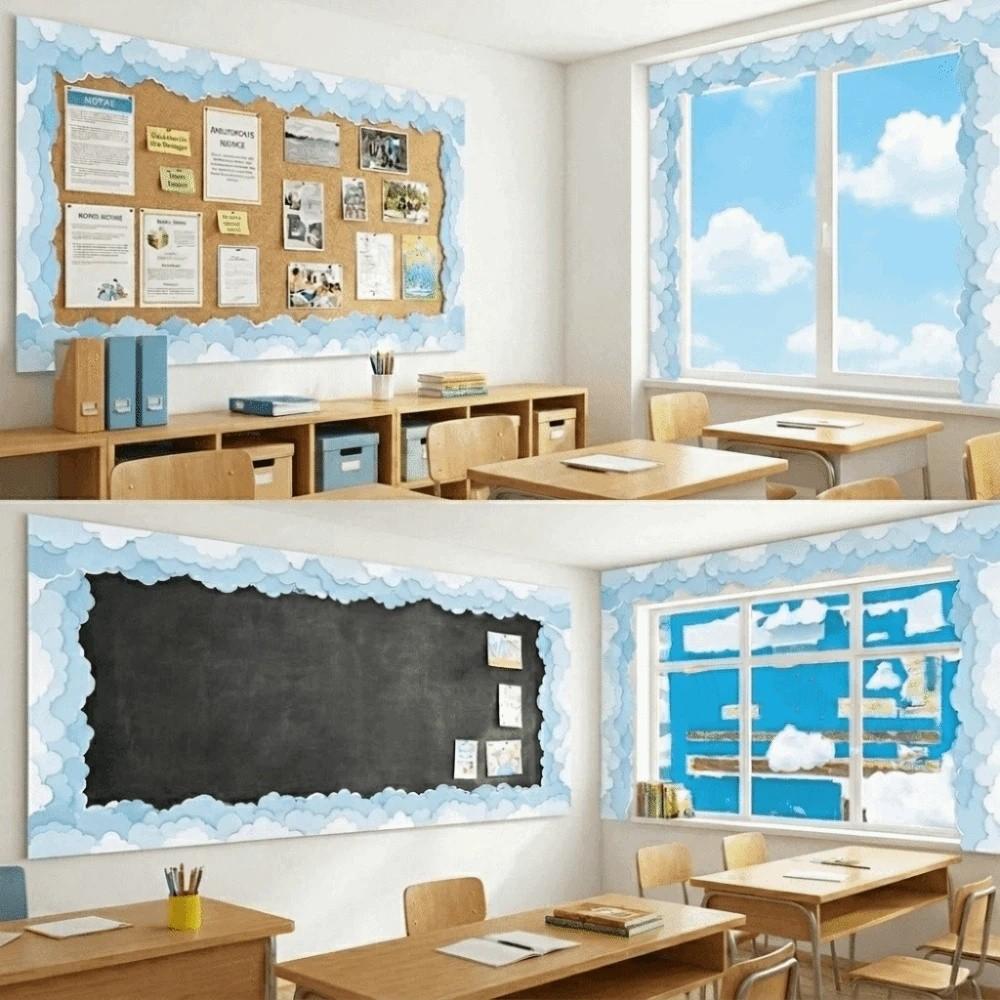 Copperplate Paper Self-Adhesive Border Cloud Pattern Classroom Decor Trim School