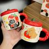 Cartoon Cute Persimmon Mug with Lid Cute Animal Ceramic Household Water Cup Good Looking Cup Souvenir