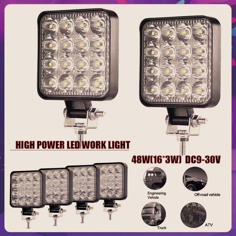 48w/126w Truck Off-road Suv Car Headlights Night Driving Lights Fog Lights 12v/9-30v Led Work Lights Square Spotlights/floodligh