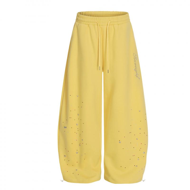 EON 26 Spring New American Retro Loose Casual Drill-Design Long Pants Unisex S жёлтый