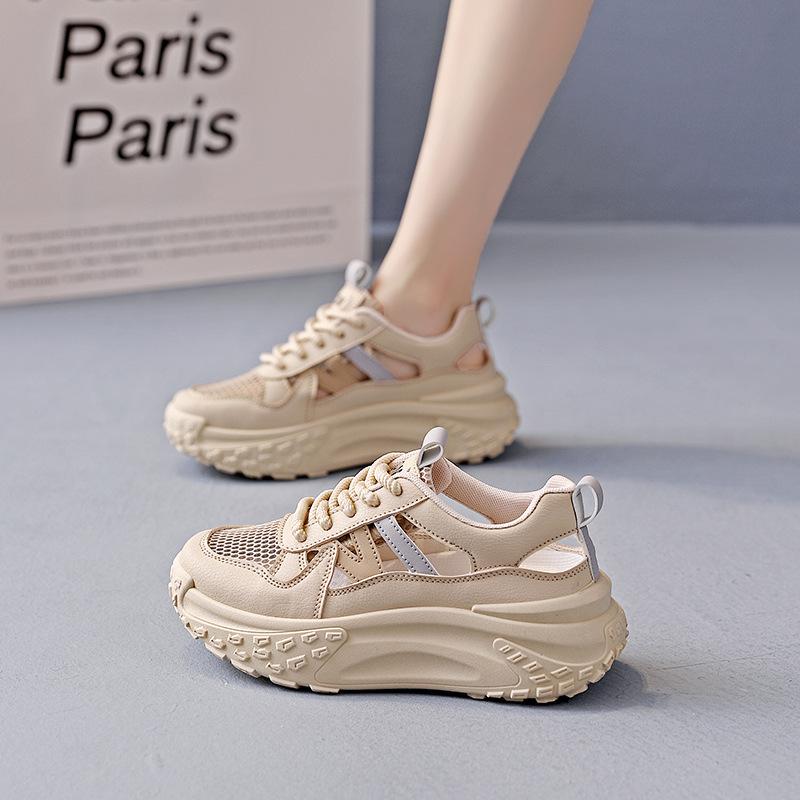 Fashion Shoes for Women's Mesh Hollow Out Thick Sole Inner Height Increase Casual Shoes Breathable Women's  Sneakers Zapatillas De Mujer