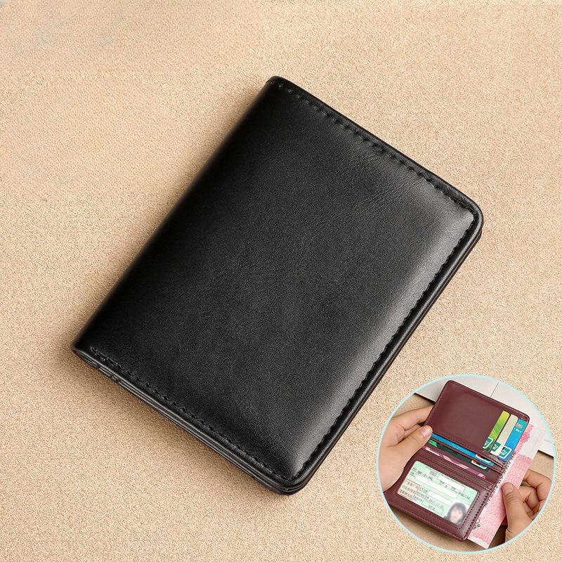 Black Brown Ultra Thin PU Leather Mini Small Wallet Men's Multi Card Slot Purse Business Credit Card Bank Card Case Holder