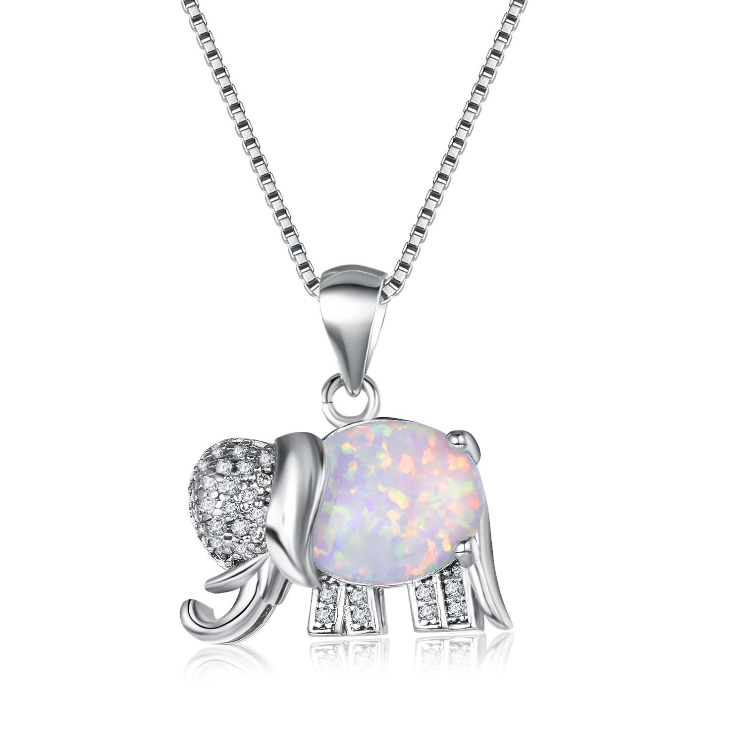 New Blue and White Elephant Pendant Necklace 40+5CM Versatile Clavicle Chain