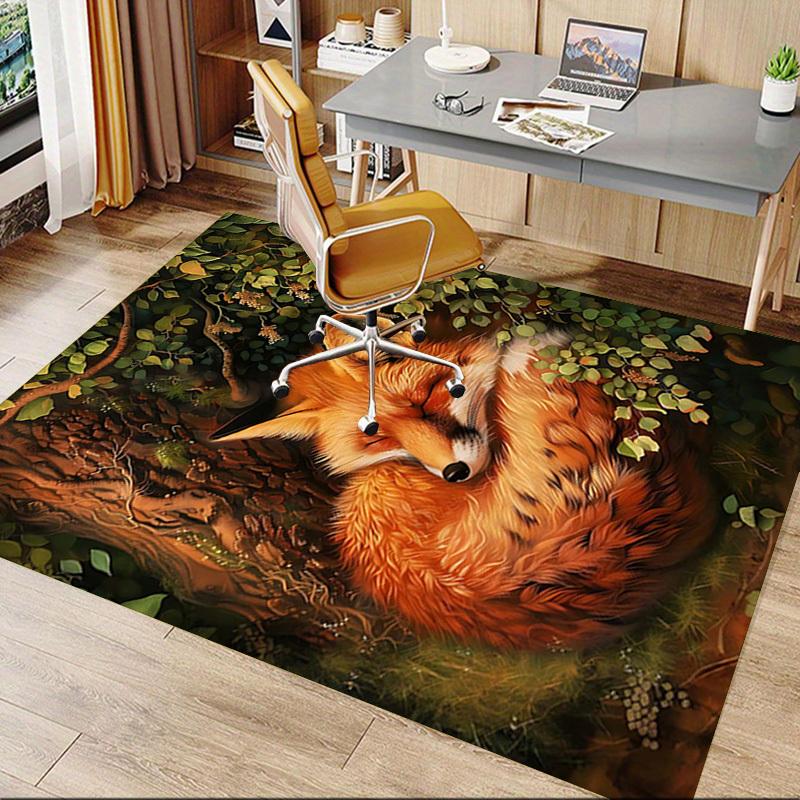 1 Stück Fuchs Wald rutschfester Boden Teppich Kompatibel für Büro & Wohnzimmer & Schlafzimmer & Esszimmer - Flach- Weich & Muster, Lebendige Farben-W251