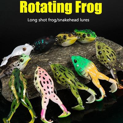 1Pcs Double Propellers Frog Rotating Leg Wobbler Soft Bait Jigging Fishing Lure 90mm 13.5g Artificial Topwater Popper Fishing