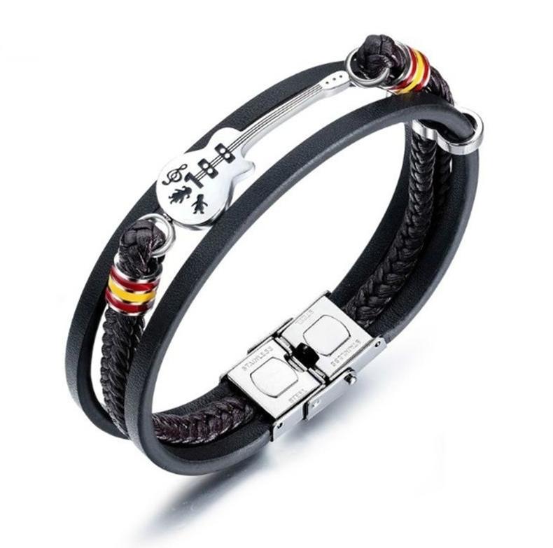 Classic Punk Metal Magnetic Clasp Multilayer Leather Bracelet for Men High Quality Handsome Party Jewelry Male Birthday Gift