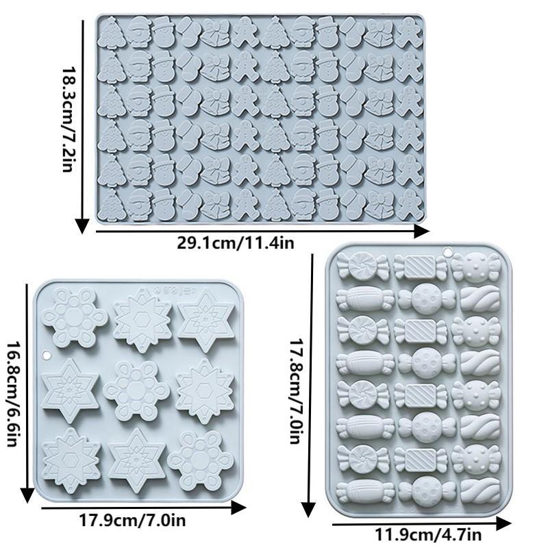 1pcs Christmas Silicone Chocolate Molds Candy Baking Moulds Handmade Sock Snowman Xmas Tree Gingerbread Man Santa Claus Mold