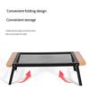 Portable Folding Camping Table with Solid Wood Top and Iron Mesh Surface Heat Resistant Outdoor Picnic Desk Lightweight for Backyard Beach