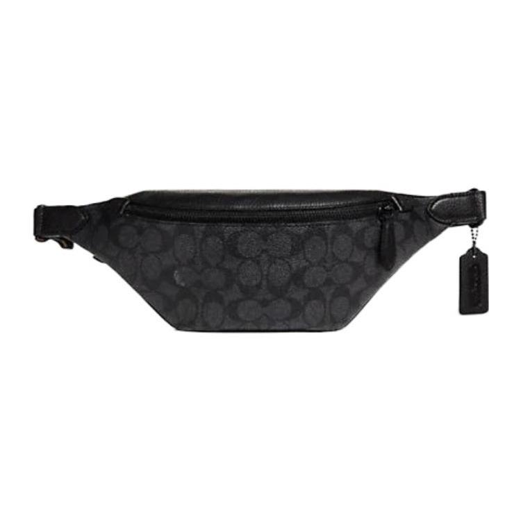 New COACH Canvas With Leather Crossbody Bag, Sling Bag, Fanny Pack Large Men's Black C7700-CHR