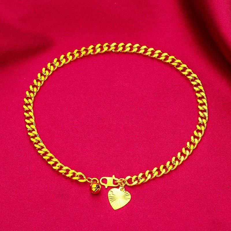 

Вьетнамское чистое аллювиальное золото плоский босс браслет на ногу женский искусственное золото нишевый стиль причудливое украшение подлинные товары ювелирные изделия не тускнеют MJL4 boss anklet