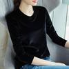 Trendy Women Korean Style Slim Gold Velvet Shirt Loose Top European American Fashion Spring Autumn