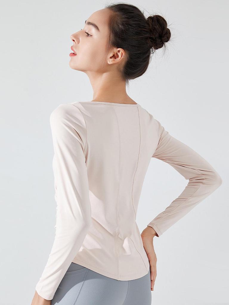 Women's V-neck Long-sleeve Yoga Top - Elegant, Loose, and Breathable for Spring and Autumn Fitness