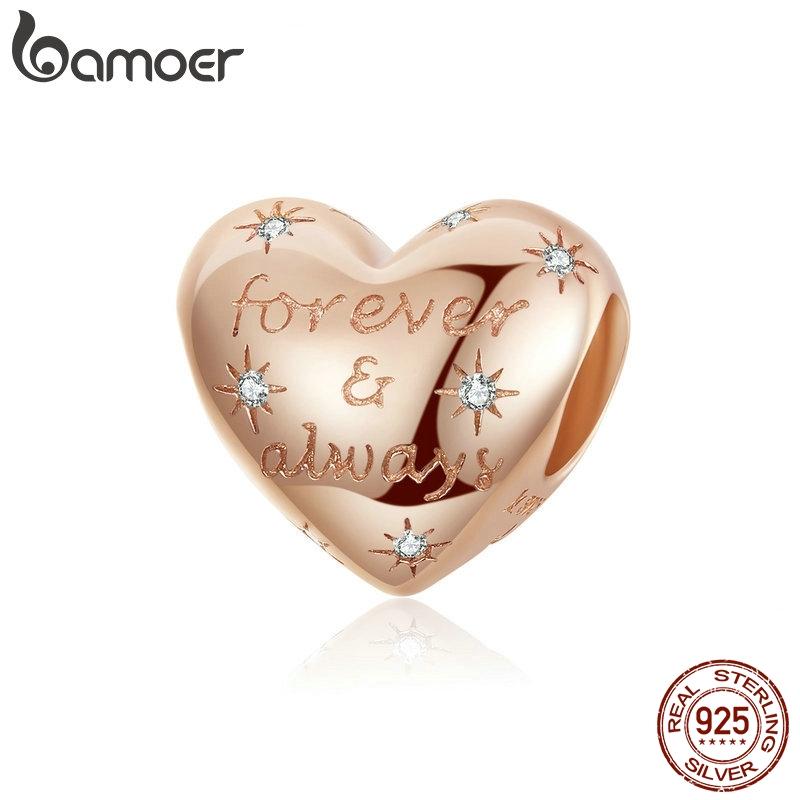 

bamoer Dazzling Heart Shape Beads for Women Jewelry Making Forever Love Charm 925 Silver Charm Bracelet Bijoux SCC1223 China Mainland